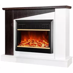 Șemineu electric ArtFlame Gaspar & Mars, 900x1150x270 mm, Nuc închis/Alb