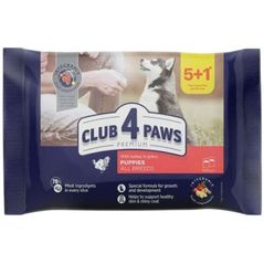 Корм для питомцев CLUB 4 PAWS 24231129 pouch Premium для щенков, индейка в соусе, 5+1 (480гр) (10шт в коробке)