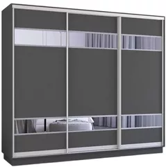 Dulap Mobildor-Lux Fox uși glisante din PAL cu elemente din oglindă (250x60x240H cm) Anthracite
