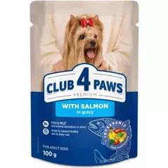 Hrană pentru animale de companie CLUB 4 PAWS 24392445 Plic caini in sos somon 24x100g