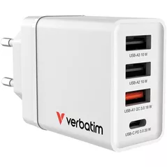 Зарядное устройство сетевое Verbatim VER_49701 USB Charger 30W, 4 Port, White