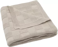 Lenjerie de pat pentru copii Jollein 516-511-68124 Paturica Box Knit Warm Sand GOTS, 75x100cm