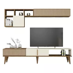 Set mobilă living Trendy Milan TV, Nuc, Crem