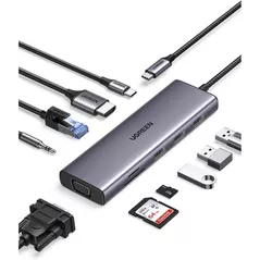 USB Hub Ugreen 15601 HUB 10 in 1 USB-C CM498, Space Gray