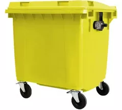 Coș de gunoi Uniplast 37223 Cos pentru transportarea deseurilor 1100 L din plastic pe roti (galben) HE