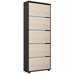 Raft pentru încălțăminte Mobildor-Lux Leo 70x27x203H cm Anthracite/Sonoma