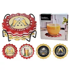 Аксессуар для кухни Excellent Houseware 55502 Set suporturi pentru pocal de bere 4buc (D11x2.8cm), ceramica