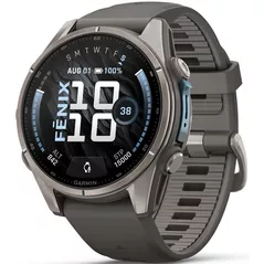Смарт часы Garmin Fenix 9, 43mm, Bare Ti, Pebble Gray Band (010-04761-11)