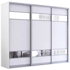 Шкаф Mobildor-Lux Раздвижные двери Fox из ДСП с зеркальными элементами (240x60x220H см) Белый