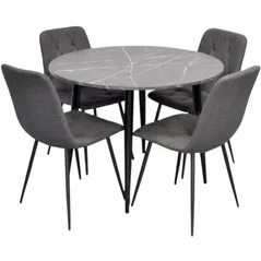 Комплект стол и стулья Evelin di Costacurta cтол DT-402-6B + 4 стула YTC-080B Bluvel-14 (Dark grey)