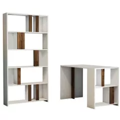 Офисный стол Trendy Lima, Alb, Nuc, cu raft