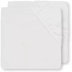 Lenjerie de pat pentru copii Jollein 2510-507-00001 Cearsaf cu elastic Cotton White, 120x60cm, 2buc