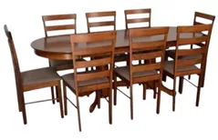 Комплект стол и стулья Evelin di Costacurta стол HV-31N Burnish Oak + 8 стульев Gloria Burnish oak/Ekea12 Dark Brown