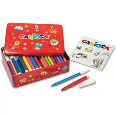 Set de creație Carioca 53282 Set carioci 100buc+albom de colorat MetalBox