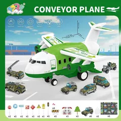 Mașină Richi (41483) Avion cu sunete in set cu masinute verde