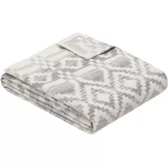 Домашний текстиль Ibena 2414/800 Jacquard Baumwolldecke Amora mith GOTS Zertifikat Grey/white