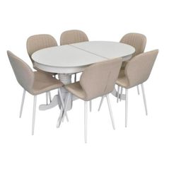 Комплект стол и стулья Evelin di Costacurta стол HV-31N White + 6 стульев YTC-064Wh Bjorn-24 Light beige