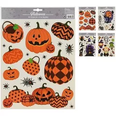 Decor de Crăciun și Anul Nou Promstore 45104 Наклейки на окно Halloween 30x42cm Тыквы, 4 дизайна, разноцв