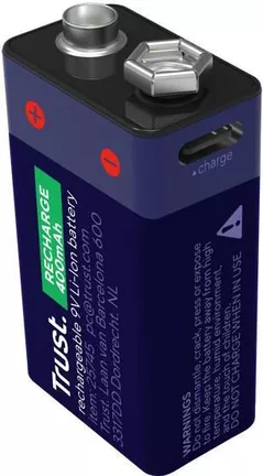 Acumulator Trust TR25745 USB-C Rechargeable Battery 9V Li-Ion, 400mAh, 6LR61