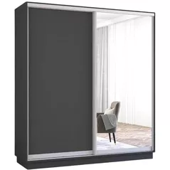 Шкаф Mobildor-Lux Раздвижные двери Fox из зеркала и ДСП (180x60x200H см) Антрацит