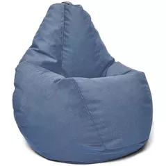 Fotoliu BeanBag BeanBag BM5882, Fotoliu în formă de pară din velur Maserrati, L, Albastru închis