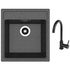 Мойка кухонная со смесителем Dr.Gans Nika 470 + SanDonna F 7073 negru