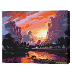 Картина по номерам BrushMe BS51977FC (fără cutie) Apus luminos la munte