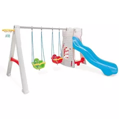 Teren de joacă Pilsan 07957 pentru copii Castelul-Tobogan cu leagăn și coș de baschet
