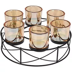 Lumânare Holland 48242 Подсвечник стеклянный на 5 свечей, подставка металл D25cm