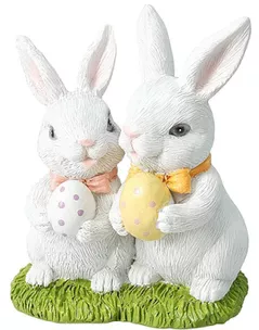 Decor Promstore 42539 Statueta Familie de Iepuri, 12cm, ceramica
