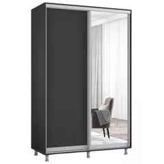 Dulap Mobildor-Lux Aron cu uși glisante din oglindă și PAL (160x60x220H cm) Anthracite