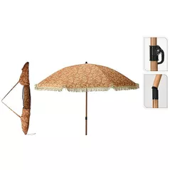 Зонт садовый Promstore 53918 D176cm cu picior flexibil, galben cu franjuri