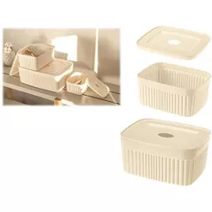 Короб для хранения Бытпласт 45495 Лоток с крышкой Econova Velvet 0.9l, 15Х11.5Х7cm, сл.кость