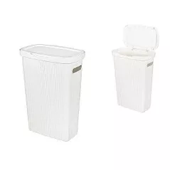 Coș pentru rufe Promstore 53354 cu capac Velvet 45l, 45x29x63cm, îngust, alb