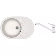 Chiuvetă bucătărie cu bateria Dr.Gans Berta 760 + SanDonna F 1066 alb