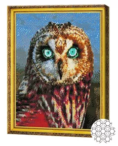 Картина по номерам Art Gallery GA82012 Mozaic cu diamante 40x50cm Bufnita cu ochi albastri
