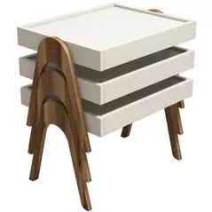 Măsuţă cafea Trendy Roma, Nuc, Smantana 48x42x35cm, masa de cuibarit (3 bucati)