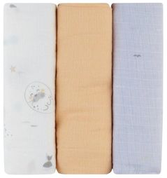 Accesoriu pentru înfășat Kikka Boo 31103010099 Pelinci de muselina Seally Me, 75x75cm, 3buc