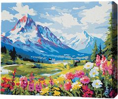 Tablou pe numere BrushMe MG0013FC 40х50cm (fără cutie) Flori la poalele munților