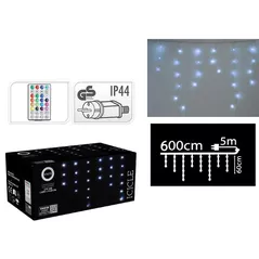 Ghirlandă Promstore 56508 Luminite de Craciun Cortina, 172LED, alb, 6x0.6m, 8regim.+telecom.