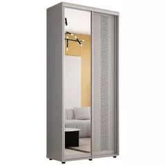 Dulap Mobildor-Lux Compact uși glisante Oglindă + PAL cu ornament grecesc (110x45x210H cm) Grey