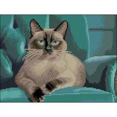 Картина по номерам Strateg 58083 Pictura cu diamante 30x40cm, Pisica siameza