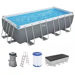 Piscină cu cadru Bestway 56670 Power Steel Rectangular 488x244x122cm Grey