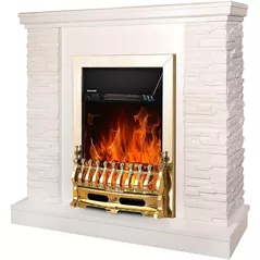 Șemineu electric ArtFlame Rock & Galileo gold, 903x980x300 mm, Alb