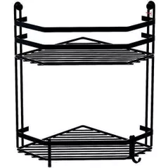 Raft de baie Teknotel ES075n 2 niveluri coltar negru metal 20x27x30 cm