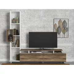 Comodă TV Trendy Unitate TV, Tulip, AlbNuc, 160x167x30cm
