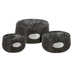 Decor pentru grădină ProGarden 50741 Вазоны для цветов 3 шт D29/25/19cm, H15/14/13cm, черный