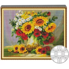 Tablou pe numere Art Gallery QB205319 Mozaic cu diamante patrate 40x50cm Flori de camp