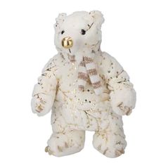 Decor de Crăciun și Anul Nou Promstore 12764 Jucarie de plus Urs cu sclipici aurii, 45 cm