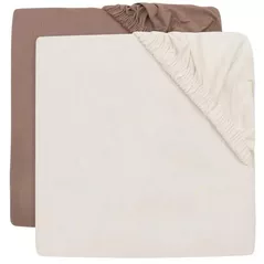 Lenjerie de pat pentru copii Jollein 2511-507-68115 Cearsaf cu elastic Jersey Milky Coffee/Ivory, 120x60cm, 2buc